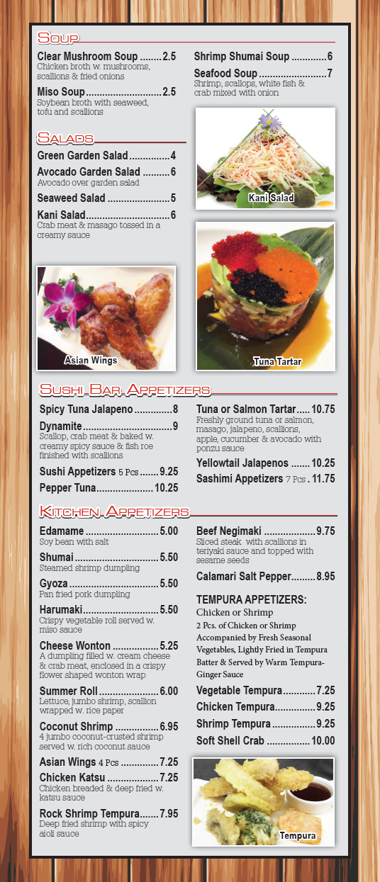 Menu Page 1 - Kobe Sushi & Hibachi Steak House